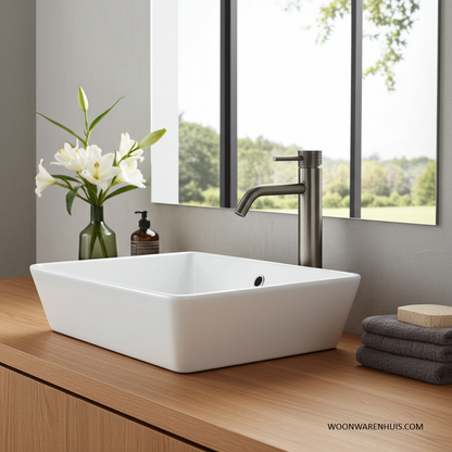 Wastafelmengkraan Wiesbaden Ribbd XL met coldstart in gunmetal