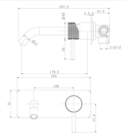 Inbouw wastafel- en badmengkraan Wiesbaden Ribbd in chroom