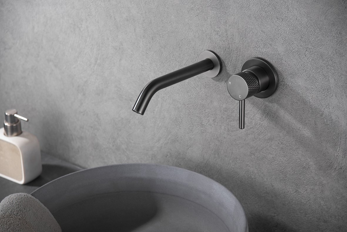 Inbouw wastafel- en badmengkraan Wiesbaden Ribbd in gunmetal