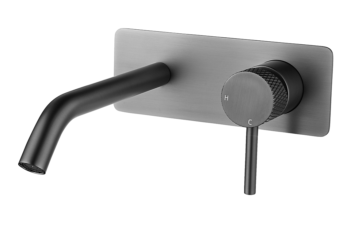 Inbouw wastafel- en badmengkraan Wiesbaden Ribbd in gunmetal