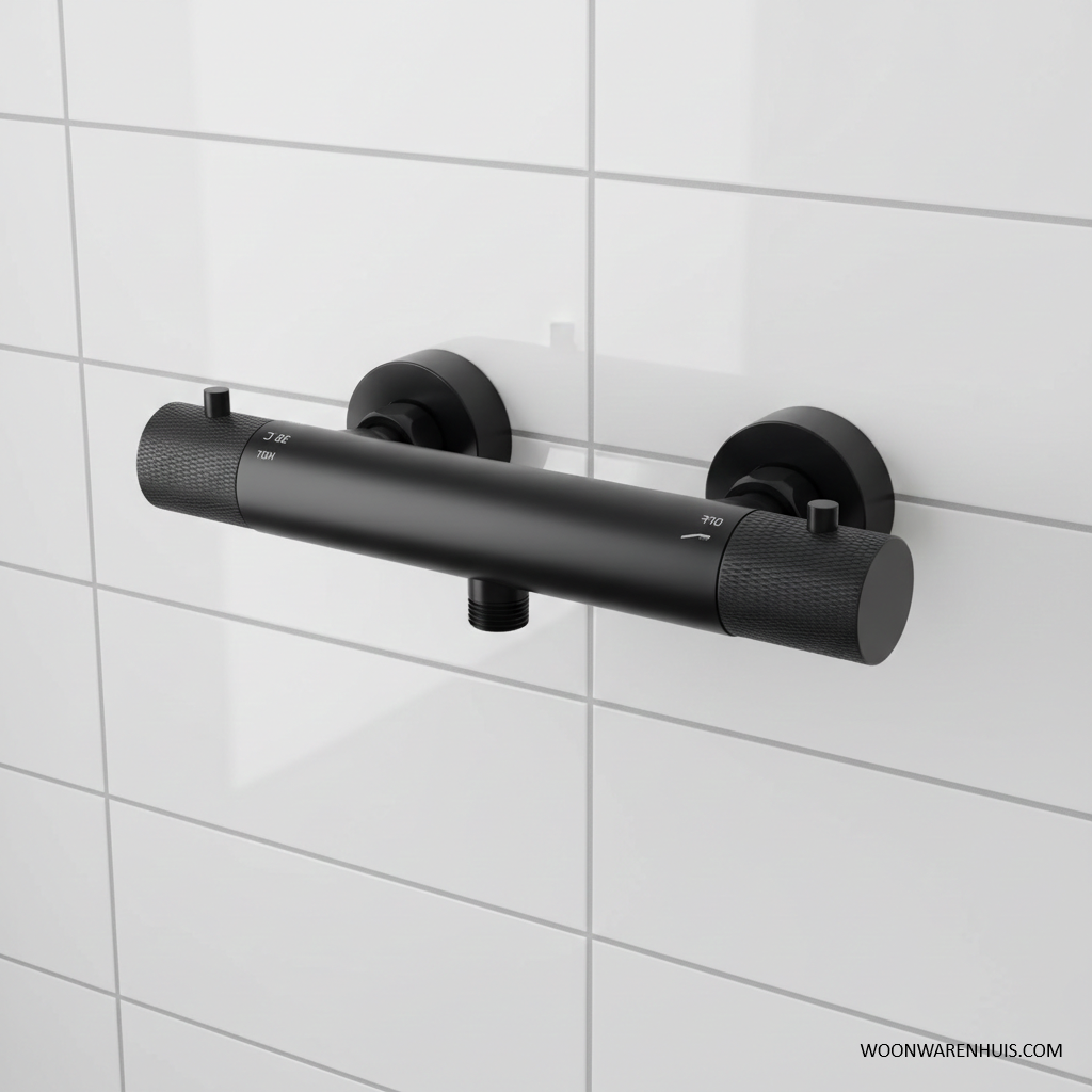 Thermostatische douchekraan Wiesbaden Ribbd in mat zwart