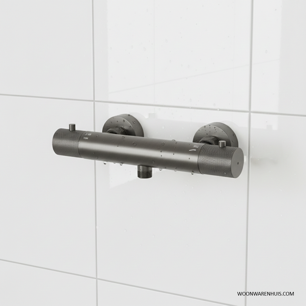 Thermostatische douchekraan Wiesbaden Ribbd in gunmetal