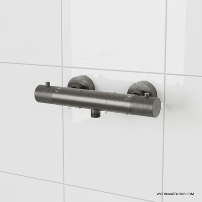 Thermostatische douchekraan Wiesbaden Ribbd in gunmetal