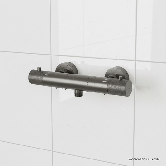 Thermostatische douchekraan Wiesbaden Ribbd in gunmetal
