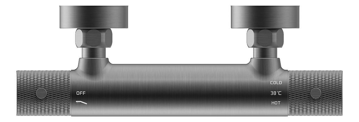 Thermostatische douchekraan Wiesbaden Ribbd in gunmetal
