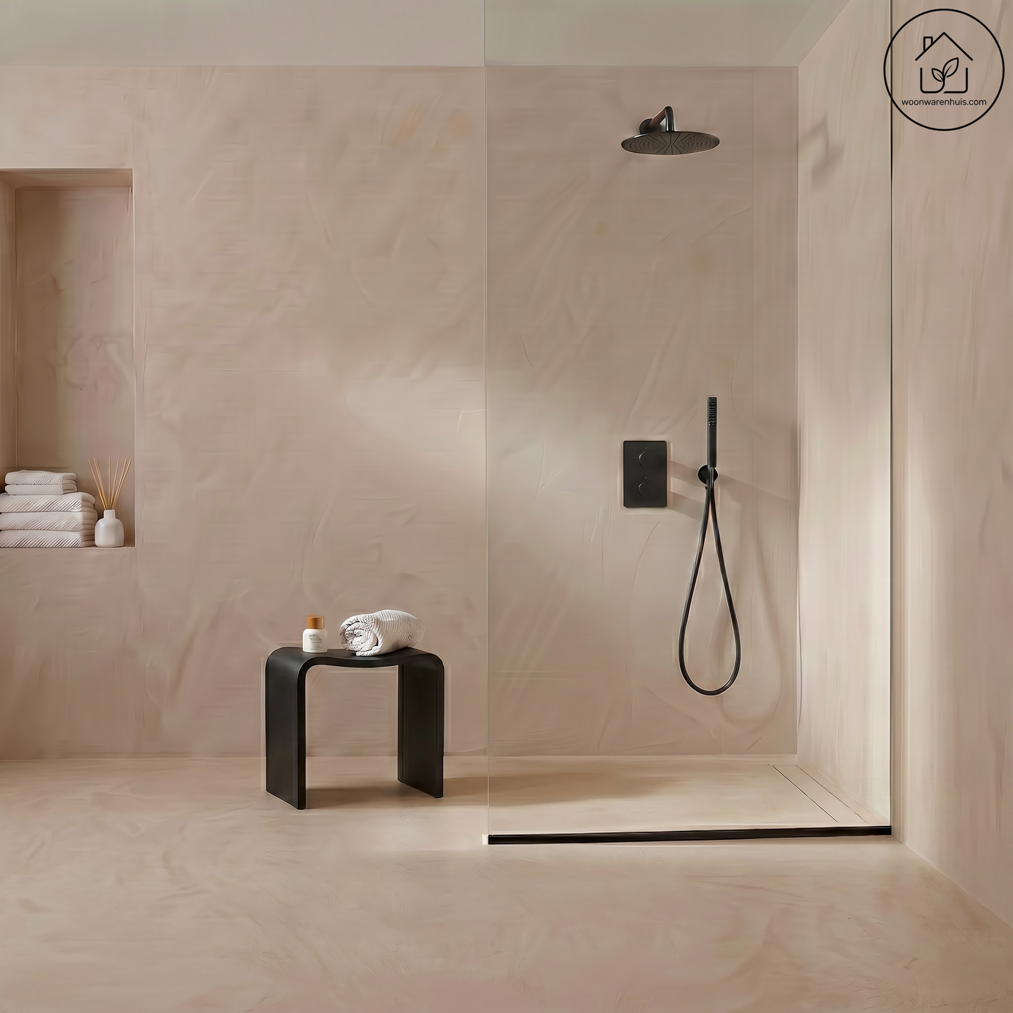 Douchekruk Wiesbaden Zita Solid surface 40x30cm mat zwart