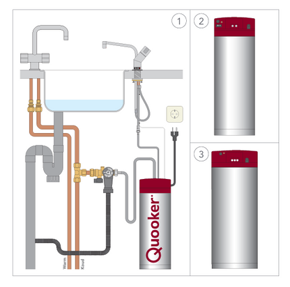 Kokendwaterkraan Quooker Nordic Round Single tap in RVS met PRO3 reservoir
