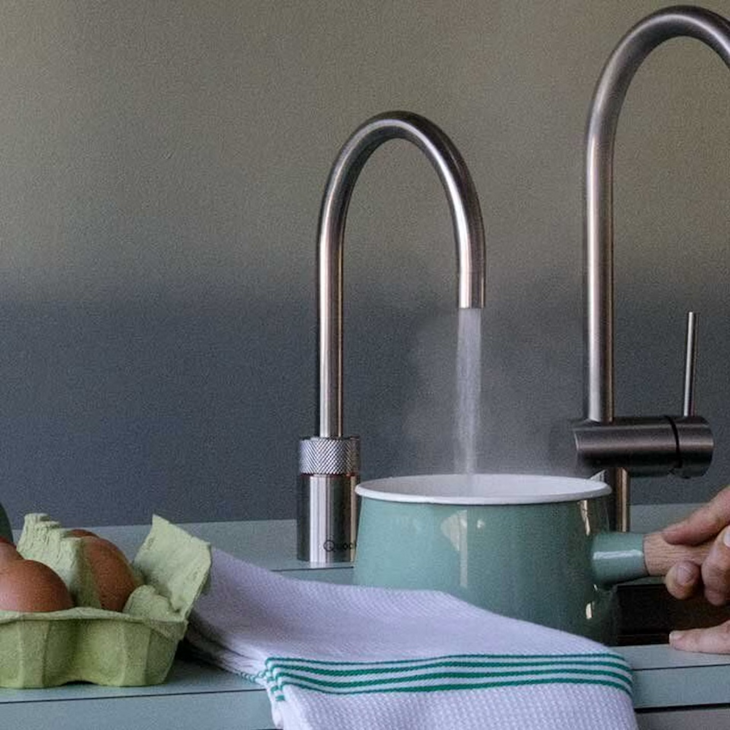 Kokendwaterkraan Quooker Nordic Round Single tap in RVS met PRO3 reservoir