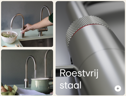 Kokendwaterkraan Quooker Nordic Round Single tap in RVS met PRO3 reservoir