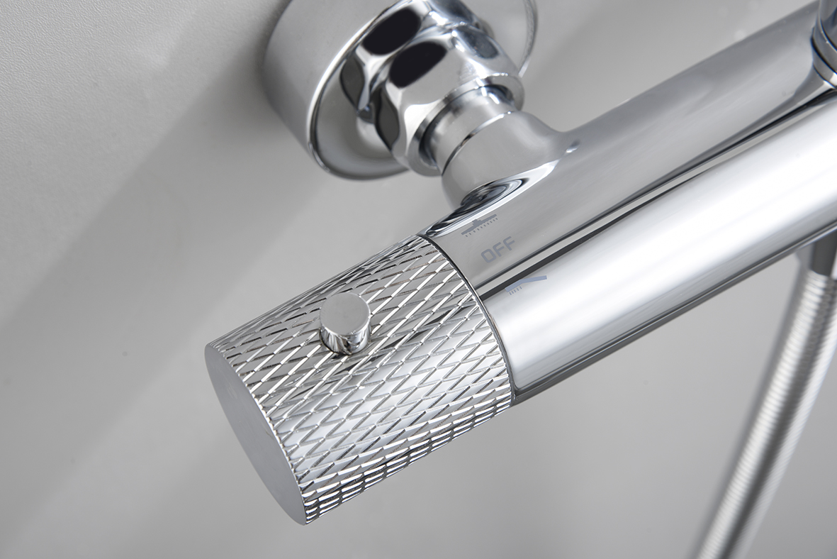 Thermostatische opbouw regendoucheset Wiesbaden Ribbd chroom - foto #9