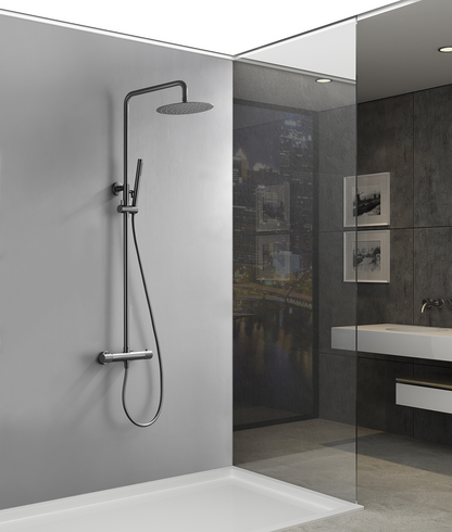 Thermostatische opbouw regendoucheset Wiesbaden Ribbd gunmetal - foto #2