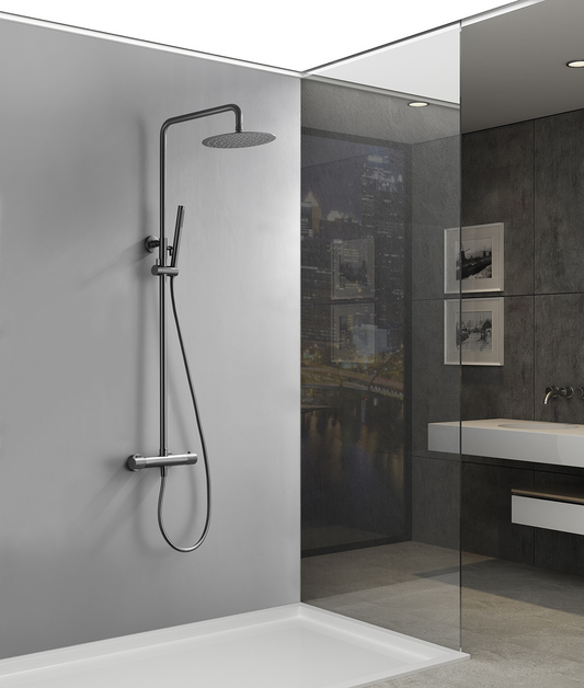 Thermostatische opbouw regendoucheset Wiesbaden Ribbd gunmetal