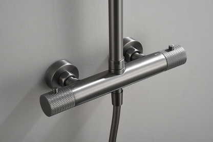 Thermostatische opbouw regendoucheset Wiesbaden Ribbd gunmetal - foto #3