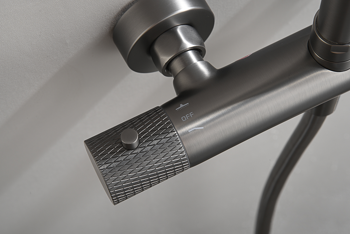 Thermostatische opbouw regendoucheset Wiesbaden Ribbd gunmetal - foto #9