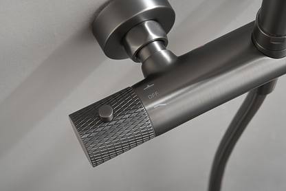 Thermostatische opbouw regendoucheset Wiesbaden Ribbd gunmetal - foto #9