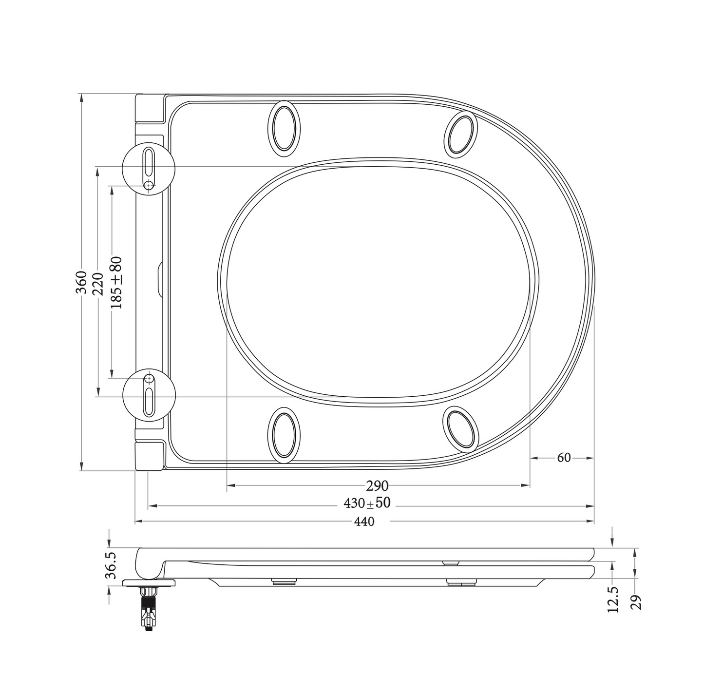 Toiletzitting Wiesbaden Flatline softclose en quick release in mat wit
