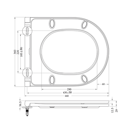 Toiletzitting Wiesbaden Flatline softclose en quick release in mat wit