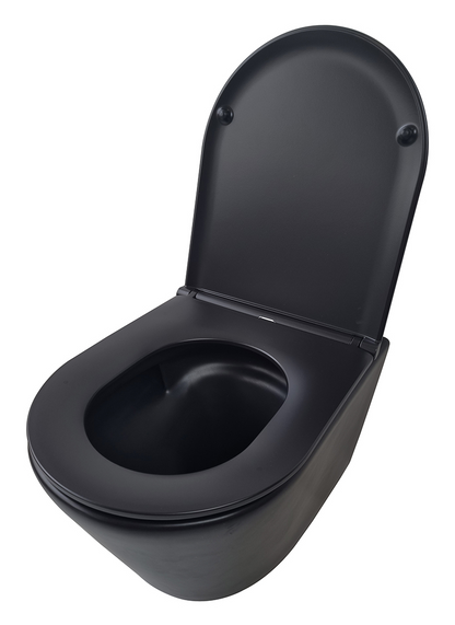 Wandcloset Wiesbaden Vesta Tornado rimless met softclose toiletzitting zwart mat