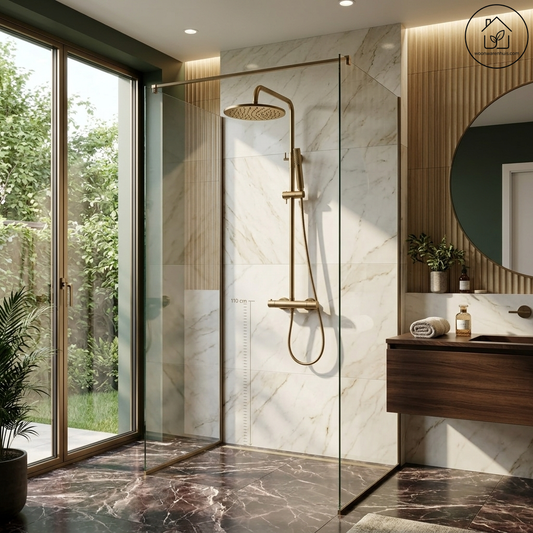 Thermostatische opbouw regendoucheset Wiesbaden Caral geborsteld brons