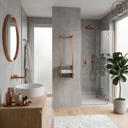 Handdoekrek Wiesbaden Loft 95x25x20cm in geborsteld brons koper