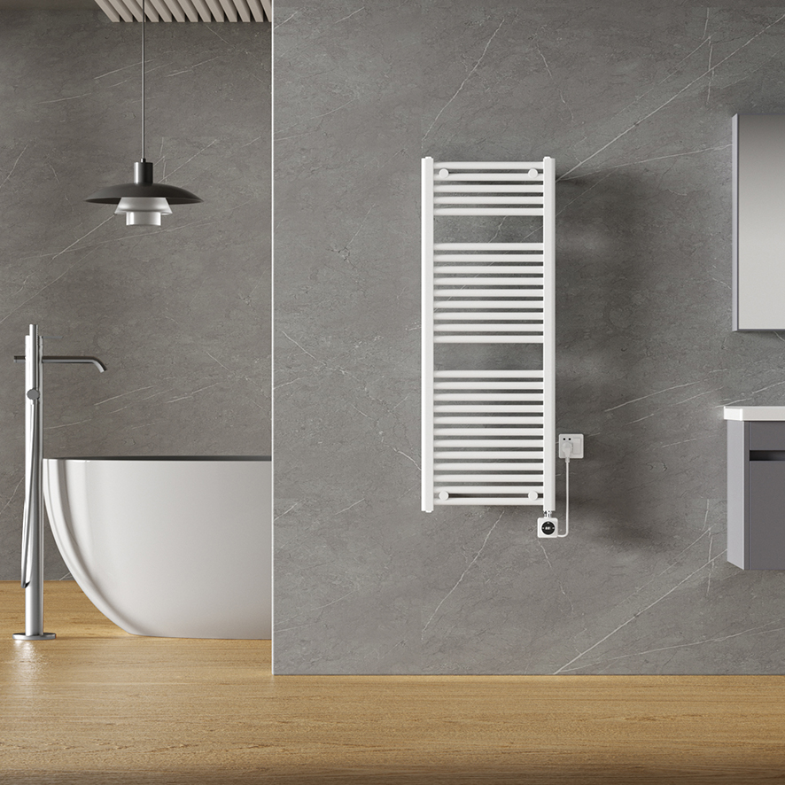 Elektrische designradiator Elara Smart Wifi 120cm x 45cm glans wit