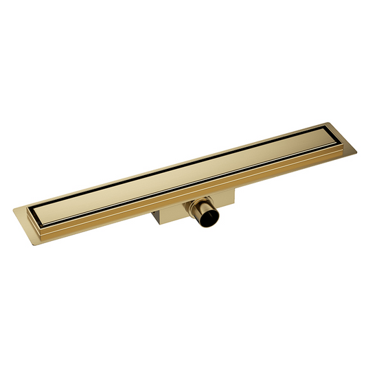 Douchegoot 100cm met flens en tegelrooster in geborsteld messing