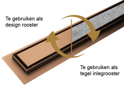 Douchegoot 100cm met flens en tegelrooster in geborsteld brons