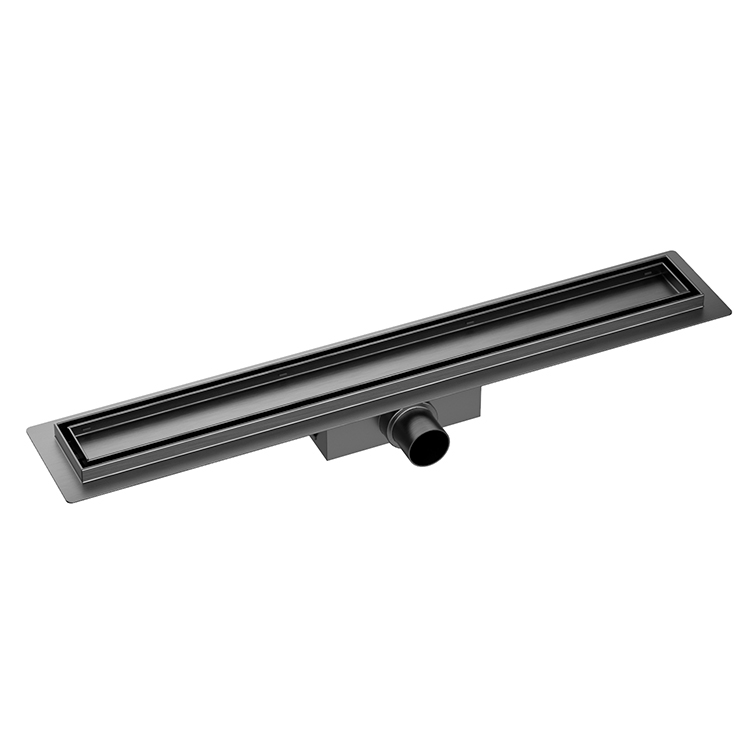 Douchegoot 90cm met flens en tegelrooster in gunmetal