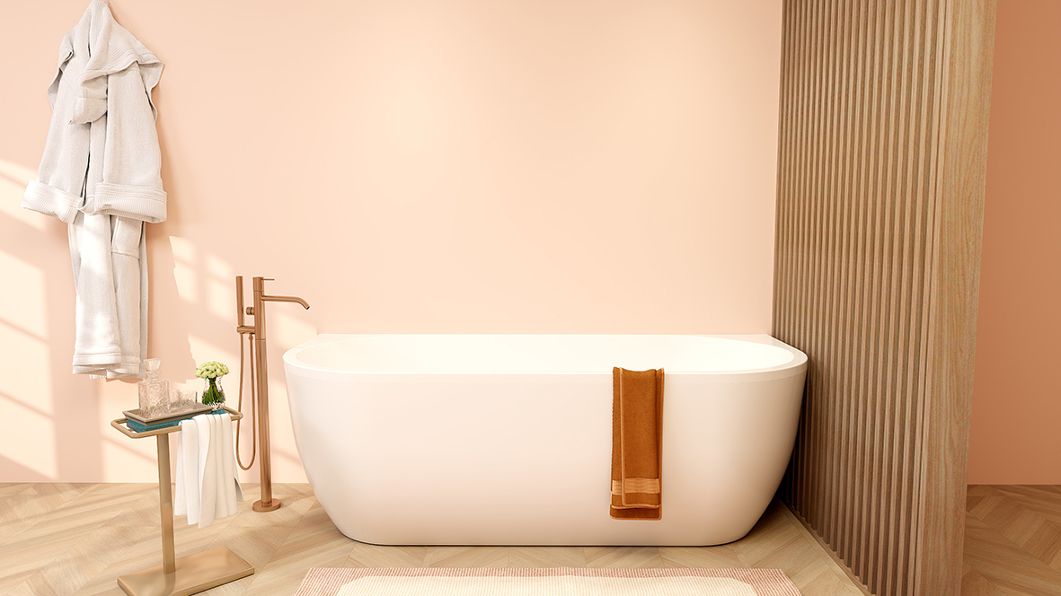 Halfvrijstaand ligbad Wiesbaden Liora 180x80 cm inclusief waste mat wit