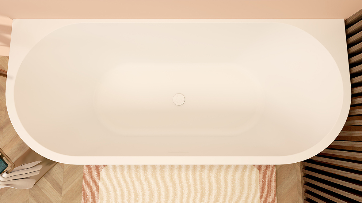 Halfvrijstaand ligbad Wiesbaden Liora 180x80 cm inclusief waste mat wit