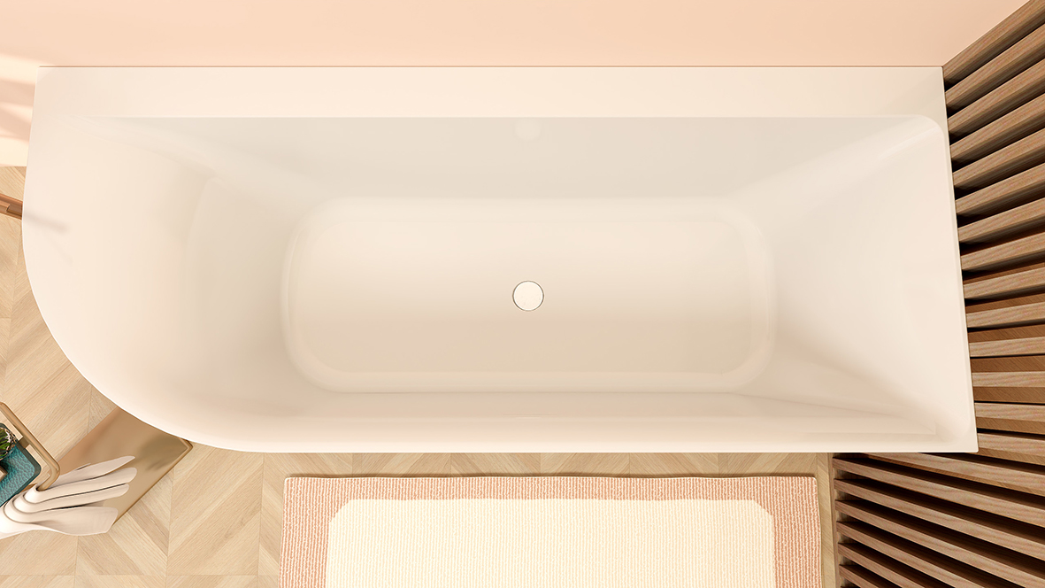 Hoekbad Wiesbaden Zenn 180x80 cm inclusief waste glans wit