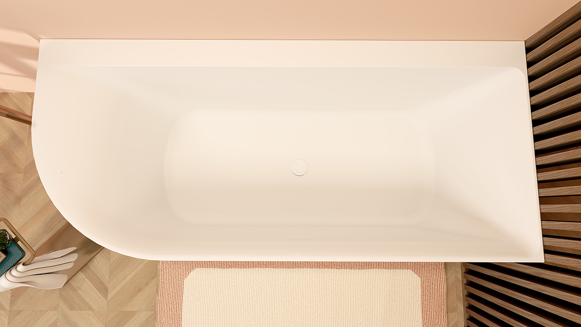 Hoekbad Wiesbaden Zenn Rechts 180x80 cm inclusief waste mat wit