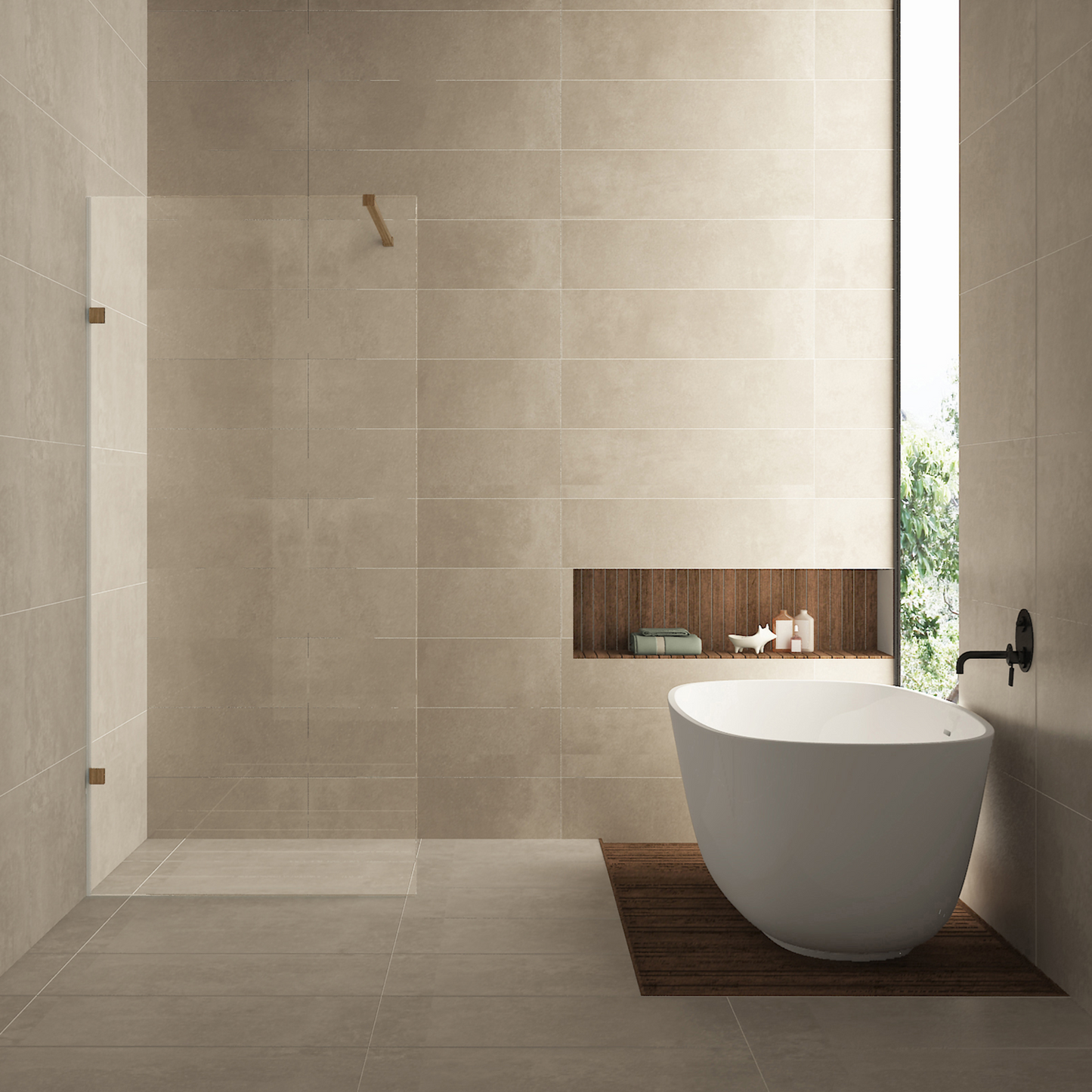 Inloopdouche Wiesbaden Less 60x200cm met geborsteld brons en 8mm helder glas