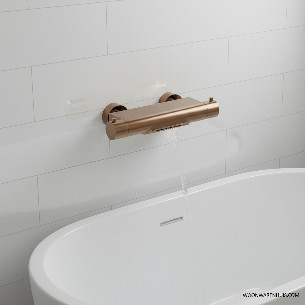 Thermostatische badkraan Wiesbaden Style waterval met Cool Touch in geborsteld brons