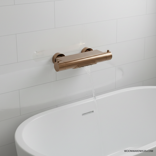 Thermostatische badkraan Wiesbaden Style waterval met Cool Touch in geborsteld brons