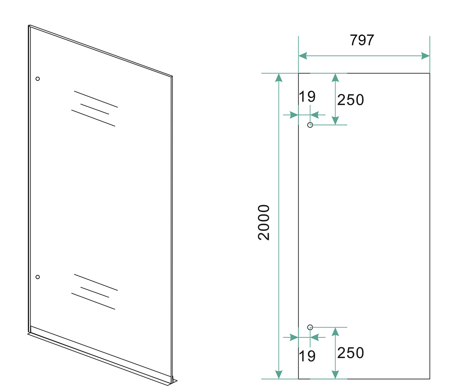 Inloopdouche Wiesbaden Less 80x200cm met RVS beslag en 8mm helder glas