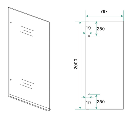Inloopdouche Wiesbaden Less 80x200cm met RVS beslag en 8mm helder glas