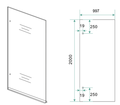 Inloopdouche Wiesbaden Less 100x200cm met RVS beslag en 8mm helder glas