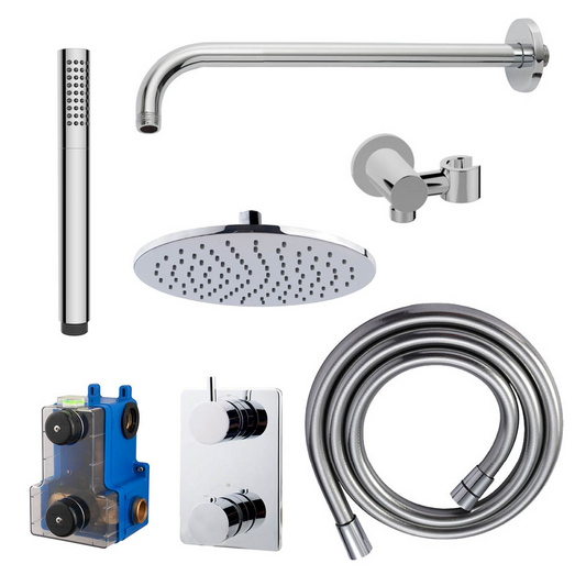 Complete inbouwthermostaat doucheset Wiesbaden Caral met 25cm stortdouche en handdouche chroom