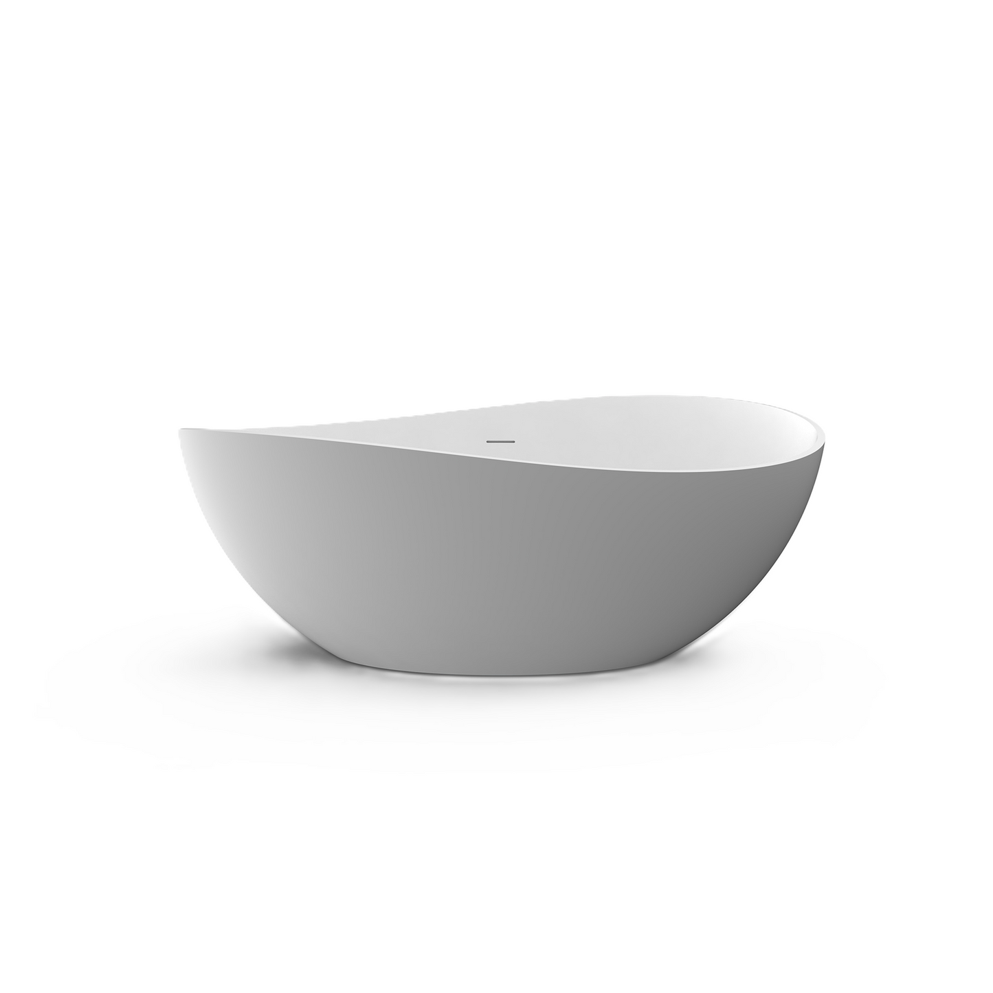 Vrijstaand solid surface ligbad Wiesbaden Waive 160x95 cm inclusief waste wit mat