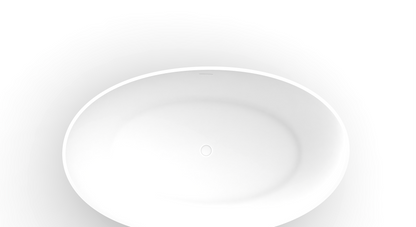 Vrijstaand solid surface ligbad Wiesbaden Waive 160x95 cm inclusief waste wit mat