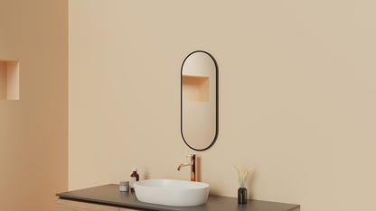Spiegel Wiesbaden Renk 30x70cm voor toiletruimte met mat zwarte lijst