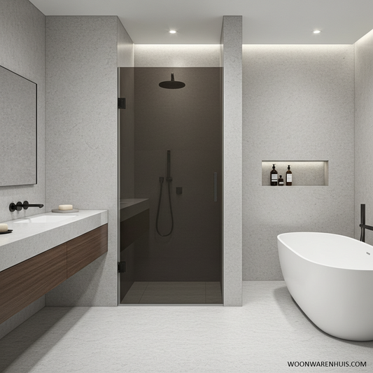 Inloopdouche Wiesbaden Less 90x200cm met gunmetal beslag en 8mm helder glas