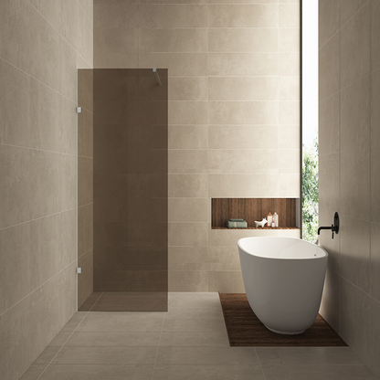 Inloopdouche Wiesbaden Less 90x200cm met chroom beslag en 8mm vintage brons glas