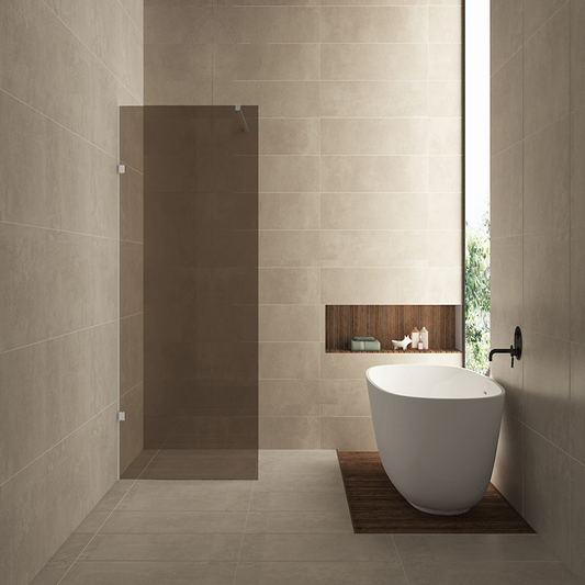 Inloopdouche Wiesbaden Less 90x200cm met chroom beslag en 8mm vintage brons glas