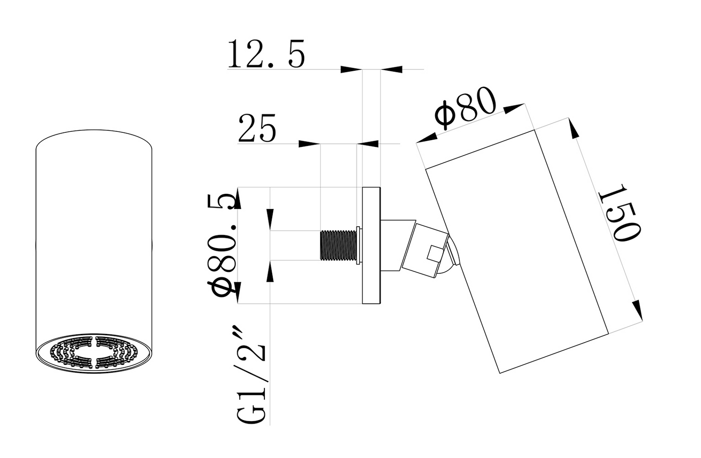 Wiesbaden Unimatch Beam hoofddouche rond 1 stand met muurbevestiging chroom