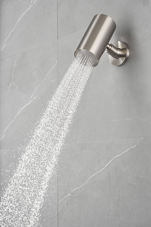 Wiesbaden Unimatch Beam hoofddouche rond 1 stand met muurbevestiging geborsteld staal PVD