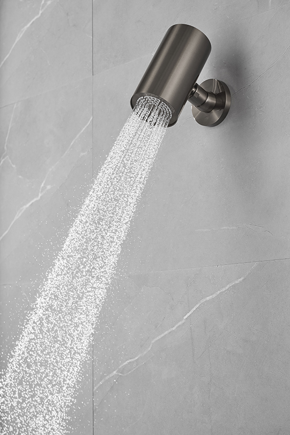 Wiesbaden Unimatch Beam hoofddouche rond 1 stand met muurbevestiging gunmetal PVD