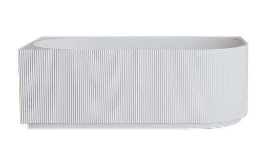 Hoekbad Links Wiesbaden Rivi Ribbel 180x80 cm inclusief waste in glanzend wit
