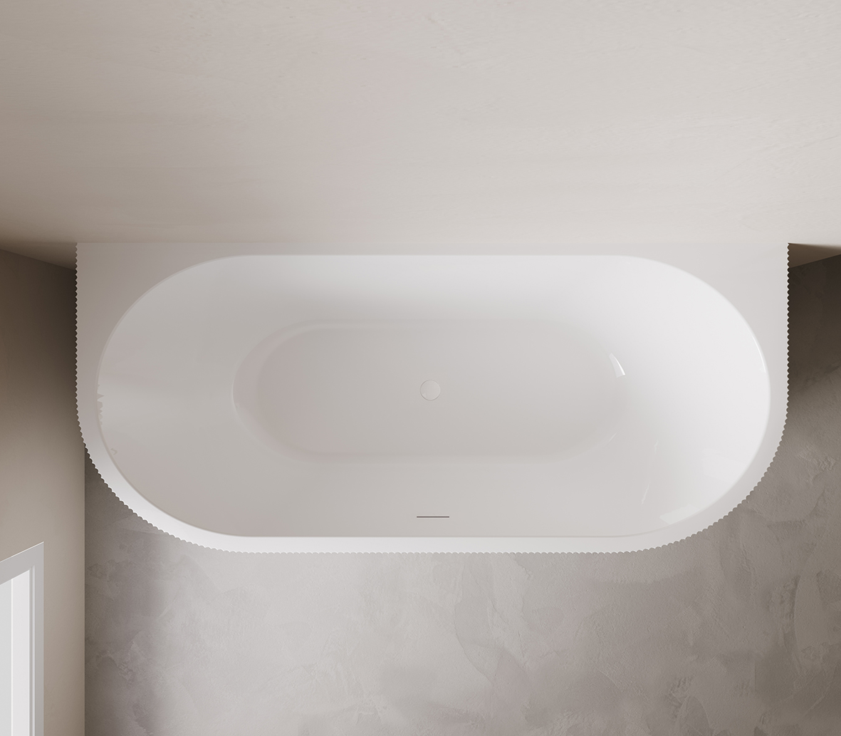 Halfvrijstaand ligbad Wiesbaden Rivi Ribbel 180x80 cm inclusief waste in glanzend wit
